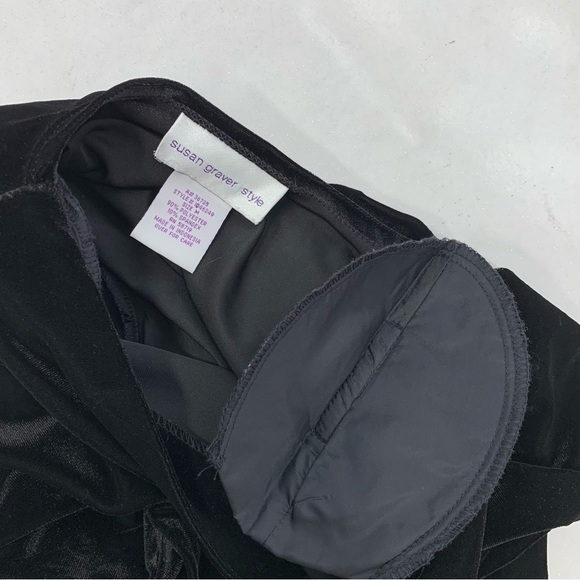 Susan Graver Black Velvet Duster Medium  Button Up Stretch Holiday Goth Classic - Picture 6 of 9